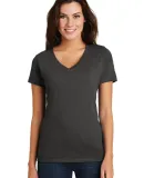 District Made DM3501    Ladies Super Slub   V-Neck Charcoal