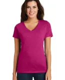 District Made DM3501    Ladies Super Slub   V-Neck Pink Azalea