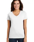 District Made DM3501    Ladies Super Slub   V-Neck White