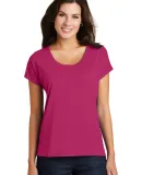 District Made DM412    Ladies Drapey Dolman Tee Pink Azalea