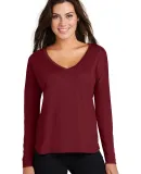 District Made DM413    Ladies Drapey Long Sleeve T Cardinal