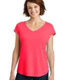 District Made DM416    Ladies Drapey Cross-Back Te Hot Coral