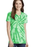 Port & Company LPC147V Ladies Tie-Dye V-Neck Tee Kelly