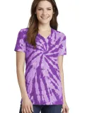 Port & Company LPC147V Ladies Tie-Dye V-Neck Tee Purple