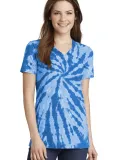 Port & Company LPC147V Ladies Tie-Dye V-Neck Tee Royal