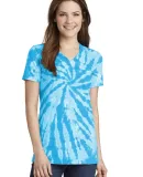 Port & Company LPC147V Ladies Tie-Dye V-Neck Tee Turquoise