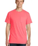 Port & Co PC099P mpany   Pigment-Dyed Pocket Tee Neon Coral