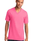 Port & Co PC54V mpany   Core Cotton V-Neck Tee Neon Pink