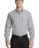 Port Authority S654    Long Sleeve Gingham Easy Ca in Black/charcoal