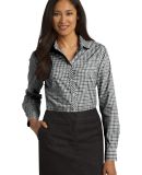 Port Authority L654    Ladies Long Sleeve Gingham  in Black/charcoal