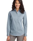 Port Authority L647    Ladies Fine Stripe Stretch  in Moonlt blue/wh