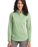 Port Authority L647    Ladies Fine Stripe Stretch  in Wintergreen/wh