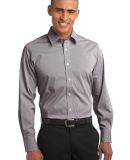 Port Authority S647    Fine Stripe Stretch Poplin  in Aub purple/wht