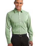 Port Authority S647    Fine Stripe Stretch Poplin  in Wintergreen/wh