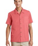 Port Authority S662    Textured Camp Shirt in Deep coral