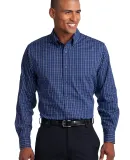 Port Authority TLS642    Tall Tattersall Easy Care Navy/White