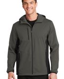 Port Authority J719    Active Hooded Soft Shell Ja in Grey stl/dp bk