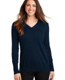 Port Authority LSW285 Ladies V Neck Sweater in Navy