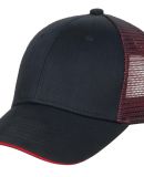 Port Authority C818    Double Mesh Snapback Sandwi in Blk/red