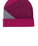 Port Authority C906    Cuffed Colorblock Beanie in Lgnbry/fchs/sv