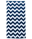 Carmel Towel Company C3060X Chevron Velour Beach T Navy
