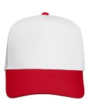 Valucap 8869 Five-Panel Twill Cap in White/ red