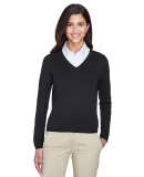 D475W Devon & Jones Ladies' V-Neck Sweater BLACK