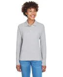 D110W Devon & Jones Ladies’ Pima Pique Long-Slee GREY HEATHER