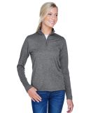 UltraClub 8618W Ladies' Cool & Dry Heathered Perfo in Black heather