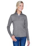 UltraClub 8618W Ladies' Cool & Dry Heathered Perfo in Charcoal heather