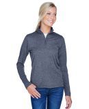 UltraClub 8618W Ladies' Cool & Dry Heathered Perfo in Navy heather