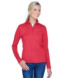 UltraClub 8618W Ladies' Cool & Dry Heathered Perfo in Red heather