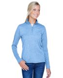 UltraClub 8618W Ladies' Cool & Dry Heathered Perfo in Columbia blue heather