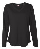 LAT 3761 Women's V-Neck French Terry Pullover BLACK