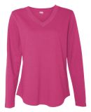 LAT 3761 Women's V-Neck French Terry Pullover HOT PINK