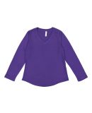 LAT 3761 Women's V-Neck French Terry Pullover PURPLE