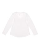 LAT 3761 Women's V-Neck French Terry Pullover WHITE