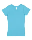 LAT 2607 Girls' V-Neck Fine Jersey T-Shirt AQUA