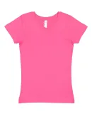 LAT 2607 Girls' V-Neck Fine Jersey T-Shirt HOT PINK