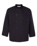 Chef Designs 0425 Ten Pearl Button Black Chef Coat in Black