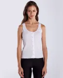 US Blanks US506 Ladies' 4.4 oz., 2x2 Button Down T White