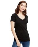 US Blanks US120 Ladies' 4.3 oz. Short-Sleeve V Nec in Black