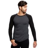 US Blanks US6600 Men's 4.3 oz. Long-Sleeve Basebal in Charcoal/ black