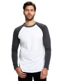 US Blanks US6600 Men's 4.3 oz. Long-Sleeve Basebal in White/ charcoal