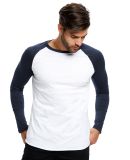 US Blanks US6600 Men's 4.3 oz. Long-Sleeve Basebal in White/ navy