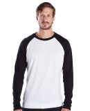 US Blanks US6600 Men's 4.3 oz. Long-Sleeve Basebal in White/ black