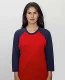 Los Angeles Apparel FF53 Raglan Baseball Tee in Red/ navy