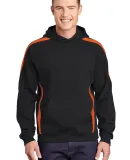 Sport Tek ST265 Sport-Tek Sleeve Stripe Pullover H in Black/dporange