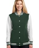 Sport Tek LST270 Sport-Tek Ladies Fleece Letterman in Forest grn/wht