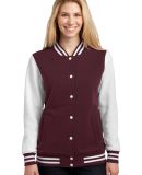 Sport Tek LST270 Sport-Tek Ladies Fleece Letterman in Maroon/white